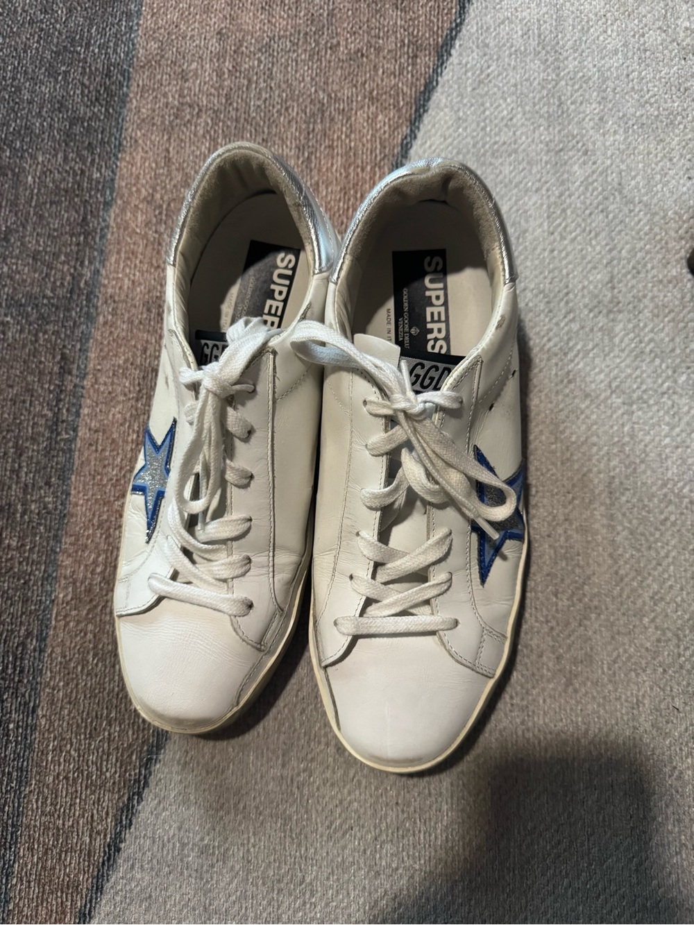 Golden Goose Superstar Distressed Glittered Leather Sneakers 39 - Picture 2 of 5